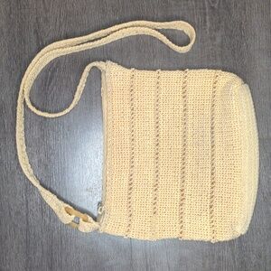 Vintage Liz Claiborne Woven Crochet Crossbody Bag Straw Look Boho Festival Style
